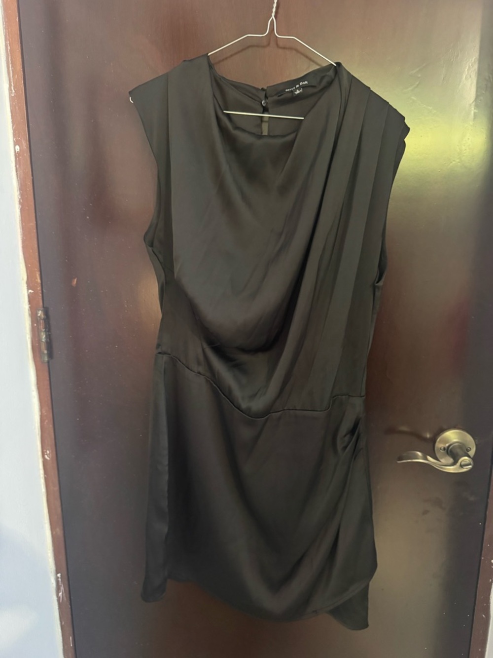 Anne Klein Mini Black Sleeveless Draped Dress